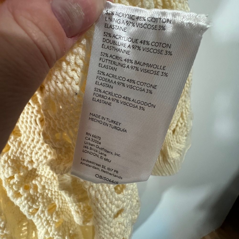 Free People Butter Yellow Elton Mini Dress Crochet Size XL - Picture 11 of 12